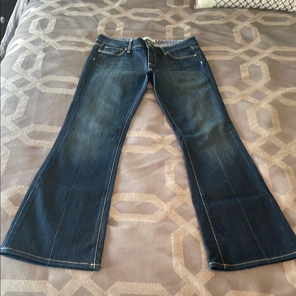 PAIGE Blue Flare Wide Leg Jeans Classic Denim